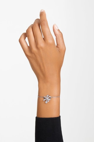 Gourmette ornée de cristaux Swarovski Hyperbola - Argenté et blanc