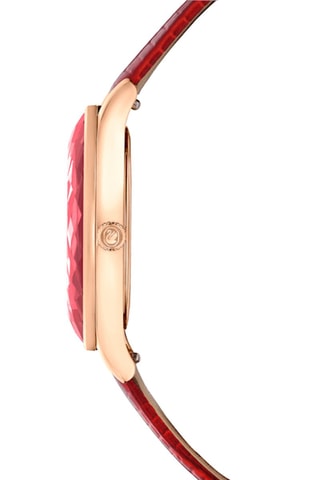 Montre à quartz en cuir de veau et plaqué or rose orné de cristaux Swarovski Octea Nova Wonder - Rouge et doré