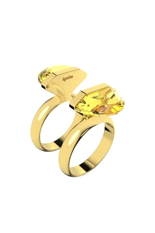 Bague ornée de cristaux Swarovski Lucent - Plaqué or jaune