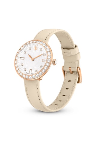 Montre à quartz en cuir de veau, dorée à l’or rose et ornée de cristaux Swarovski Certa