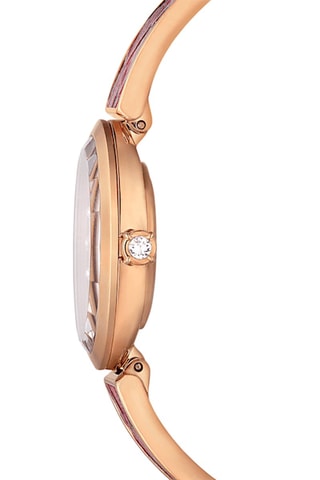 Montre à quartz en métal, cuir, doréé à l’or rose et ornée de cristaux Swarovski Crystal Rock Oval