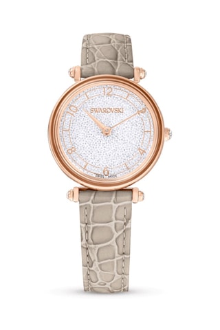Montre à quartz en cuir de veau, dorée à l’or rose et ornée de cristaux Swarovski Crystalline Wonder