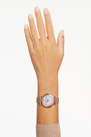 Montre à quartz en métal, dorée à l’or rose et ornée de cristaux Swarovski Crystalline Wonder