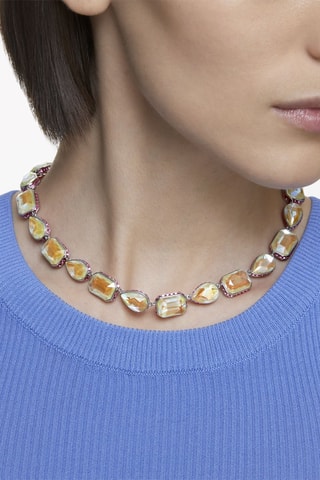 Collier réversible orné de cristaux Swarovski Orbita - Rose, jaune et orange
