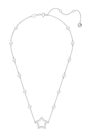 Collier serti de perles de cristal nacré et orné de cristaux Swarovski Stella - Argenté et blanc