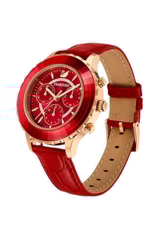 Montre à quartz en cuir ornée de cristaux Swarovski Octea Lux Chrono - Chronographe - Rouge