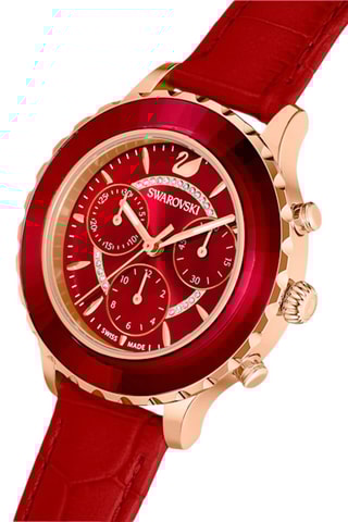 Montre à quartz en cuir ornée de cristaux Swarovski Octea Lux Chrono - Chronographe - Rouge