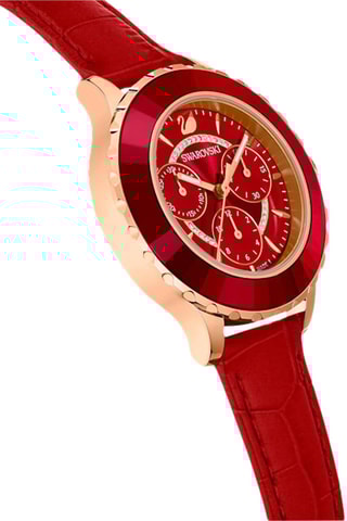 Montre à quartz en cuir ornée de cristaux Swarovski Octea Lux Chrono - Chronographe - Rouge