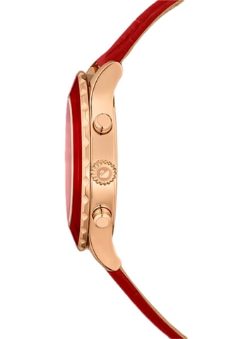 Montre à quartz en cuir ornée de cristaux Swarovski Octea Lux Chrono - Chronographe - Rouge