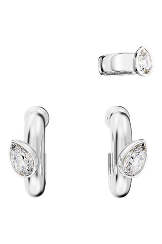 Créoles et earcuff Imber - Argenté et blanc