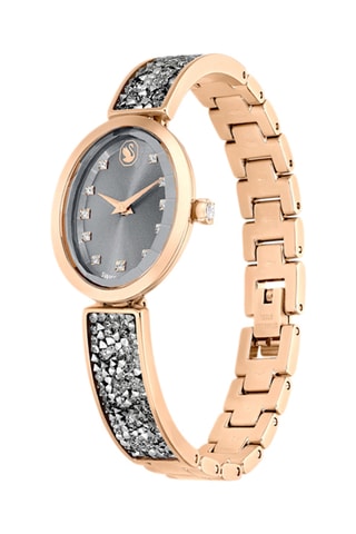 Montre à quartz en acier et plaqué or rose Crystal Rock