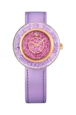 Montre à quartz en cuir de veau et plaqué or rose Lustre