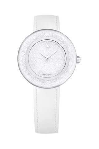 Montre à quartz en cuir de veau Crystalline - Blanc et argenté