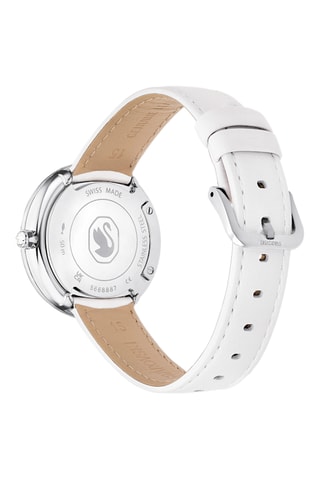 Montre à quartz en cuir de veau Crystalline - Blanc et argenté