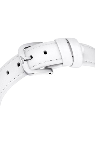 Montre à quartz en cuir de veau Crystalline - Blanc et argenté