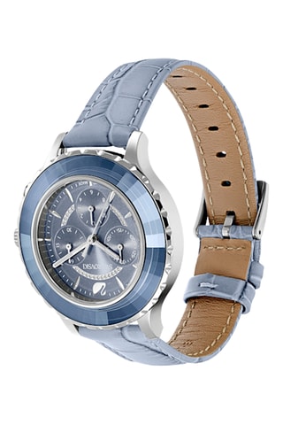 Montre à quartz en cuir de veau Octea Lux Chrono - Chronographe - Bleu clair et argenté