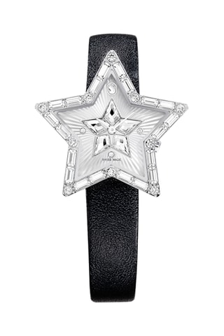 Montre à quartz en cuir Stella - Noir et argenté