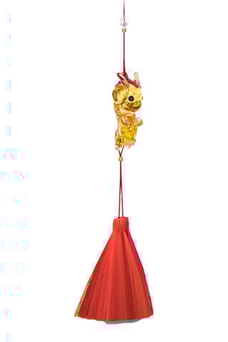 Décoration à suspendre - 4,3 x 2,3 x 2 cm - Jaune et rouge