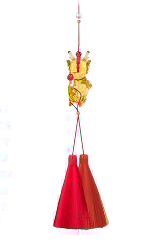 Décoration à suspendre - 4,3 x 2,3 x 2 cm - Jaune et rouge