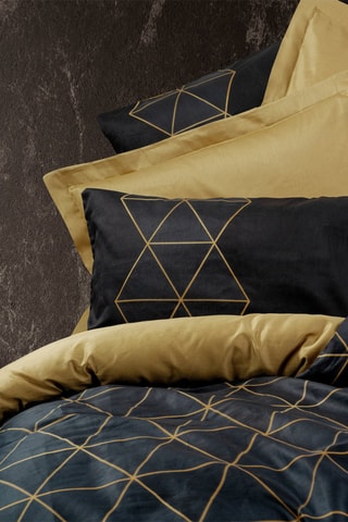 Parure de lit en coton 57 fils/cm² Veta - Doré et noir