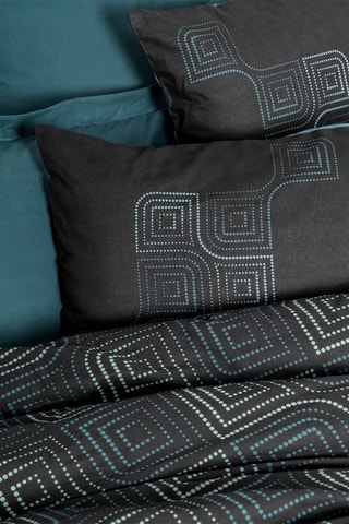 Parure de couette en coton 57 fils/cm² - Noir et bleu