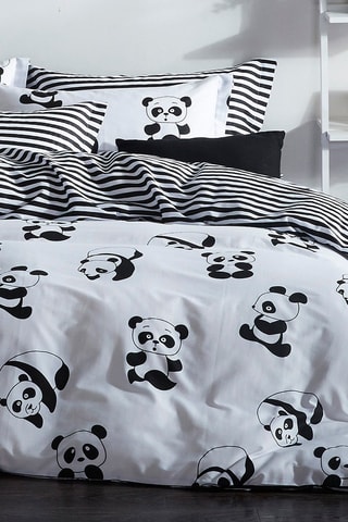 Parure de couette en coton 48 fils/cm² Panda - Blanc 