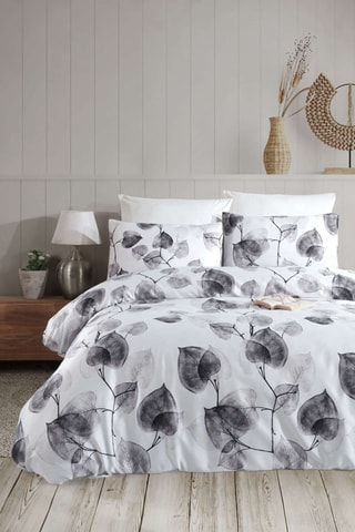 Parure de couette en coton 120 fils/m² Colin - Blanc et gris