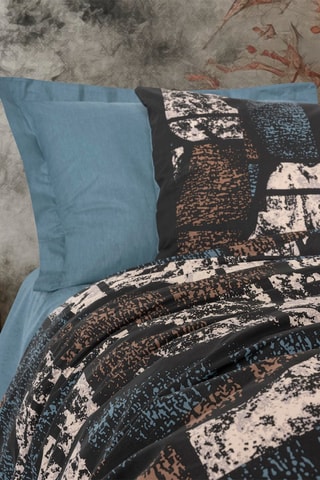 Parure de couette en coton 57 fils/cm² Senso - Bleu et marron