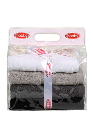 4 serviettes de toilette en fibres de bambou - Gris - 50 x 90 cm