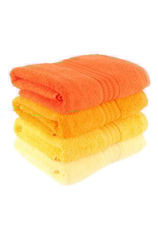 4 draps de douche en fibres de bambou - Jaune - 70 x 140 cm