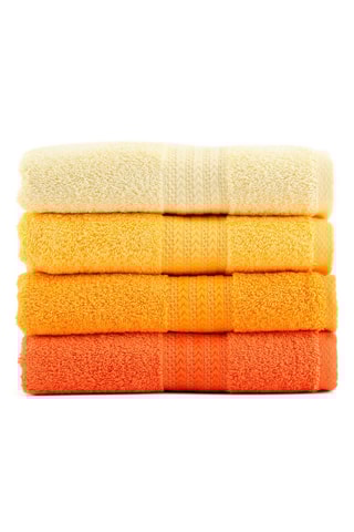 4 draps de douche en fibres de bambou - Jaune - 70 x 140 cm