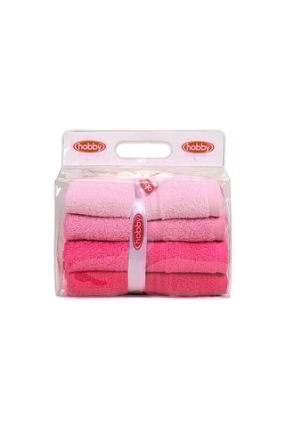 4 serviettes de toilette - Rose - 50 x 90 cm