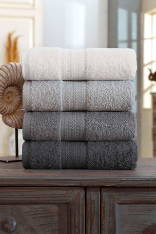 4 serviettes de toilette - Gris - 50 x 85 cm