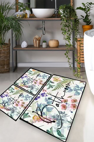 3 tapis de bain Green In Flower - Multicolore - 50 x 60 / 50 x 60 / 60 x 100 cm