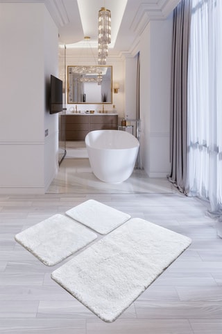 3 tapis de bain - Blanc