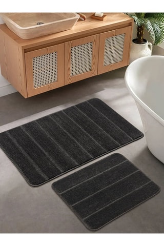 2 tapis de bain Yeni Cizgili - Anthracite - 50 x 80 cm et 40 x 50 cm