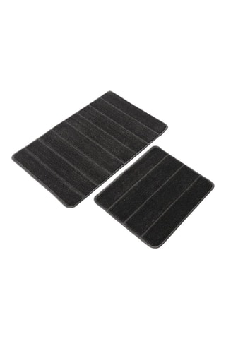 2 tapis de bain Yeni Cizgili - Anthracite - 50 x 80 cm et 40 x 50 cm