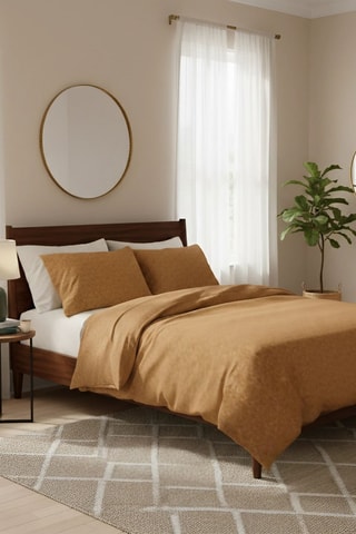 Parure de couette en coton Alekra - 83 fils/cm² - Moutarde