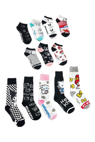 12 paires de chaussettes Hello Kitty and Friends - Noir et blanc - Dès 6 ans