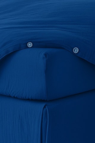 Drap-housse en gaze de coton La Sultane - Bleu