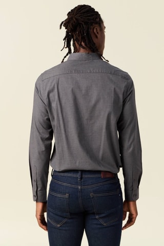 Camisa recta de algodón orgánico  - Gris