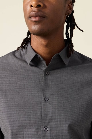 Camisa recta de algodón orgánico  - Gris