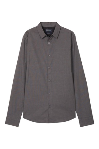 Camisa recta de algodón orgánico  - Gris