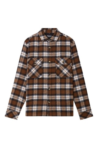 Sobrecamisa recta de lana - Marrón