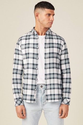 Camisa recta de algodón orgánico  - Blanco