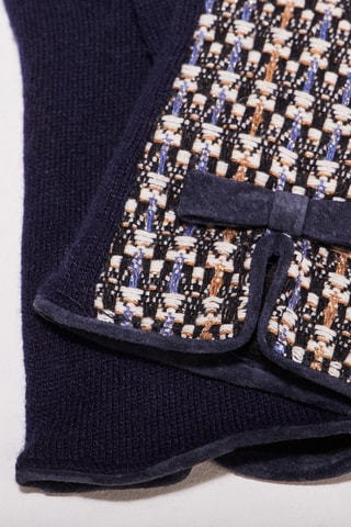 Guantes de lana y piel de serraje  - Azul marino