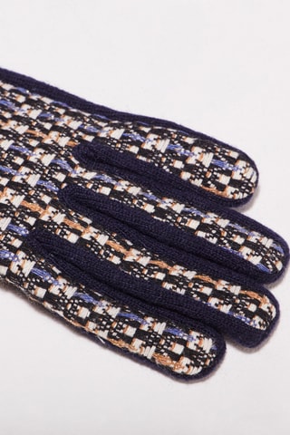 Guantes de lana y piel de serraje  - Azul marino