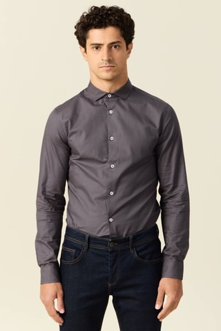 Camisa recta de algodón orgánico  - Gris