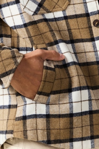 Sobrecamisa recta de lana - Blanco