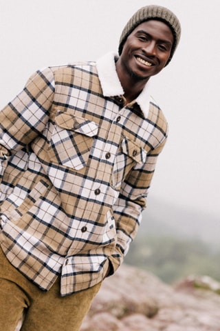 Sobrecamisa recta de lana - Blanco